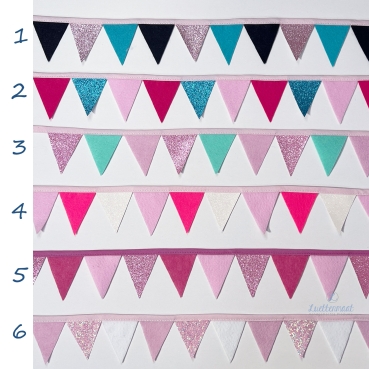 Set Wimpelkette für Schultüte mit Glitzerwimpel und Schleifenband rosa lila pink
